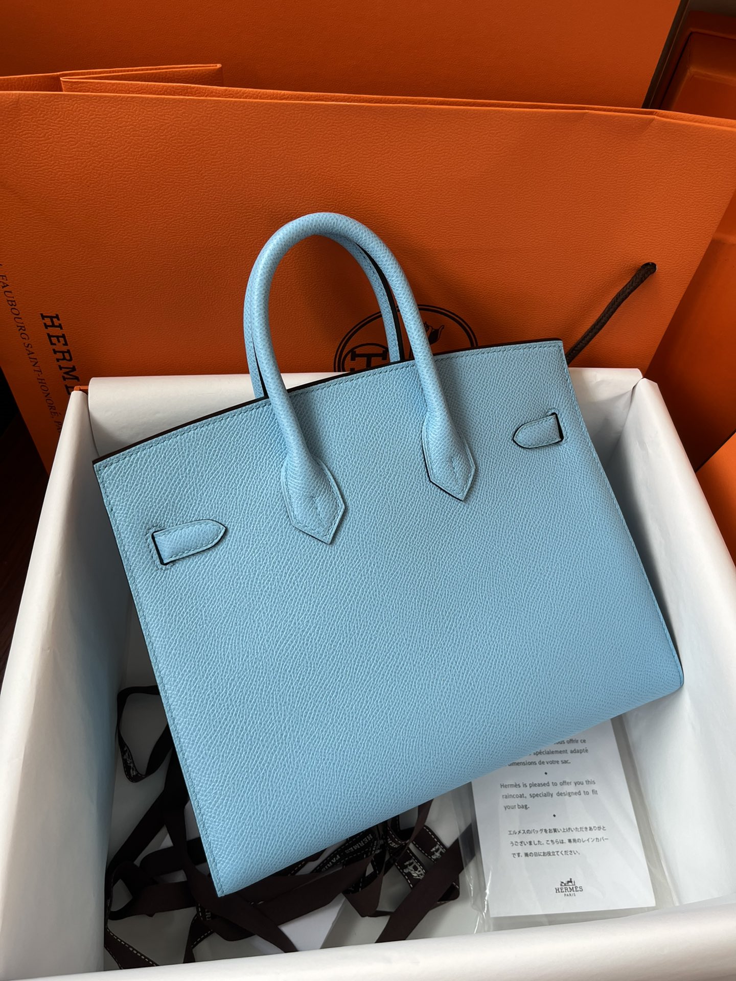 에르메스 버킨백25 라이트블루 금장 앱송